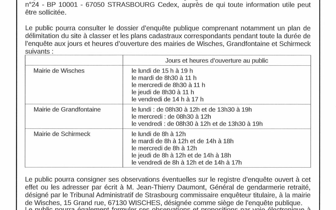 CLASSEMENT DU SITE DU PETIT DONON