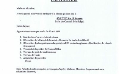 CONSEIL MUNICIPAL DU 7 JUILLET 2023 A 19H00