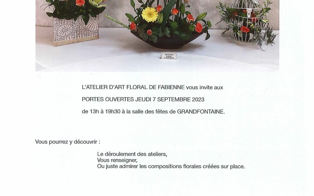 ATELIER D’ART FLORAL – PORTES OUVERTES LE 7 SEPTEMBRE 2023