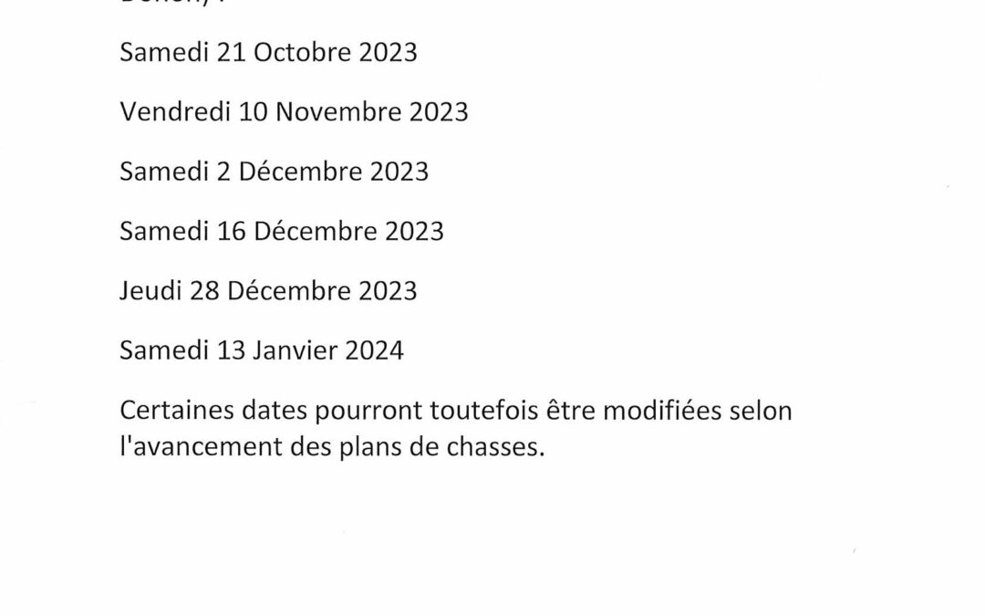 CALENDRIER DE BATTUES 2023/2024 – Donon : Lot 3