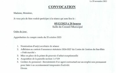 CONSEIL MUNICIPAL DU 5 DECEMBRE 2023 A 20H00