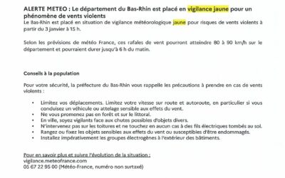 VIGILANCE JAUNE VENTS VIOLENTS