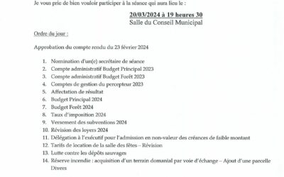 CONSEIL MUNICIPAL DU 20 MARS 2024 A 19H30