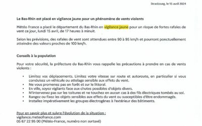 VIGILANCE JAUNE VENTS VIOLENTS