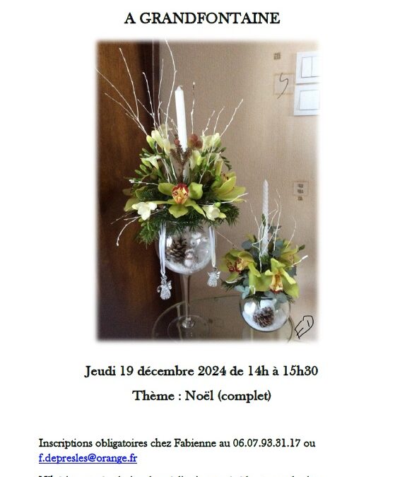 ATELIER FLORAL A GRANDFONTAINE – DECEMBRE 2024