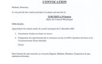 CONSEIL MUNICIPAL LE 31 JANVIER 2025